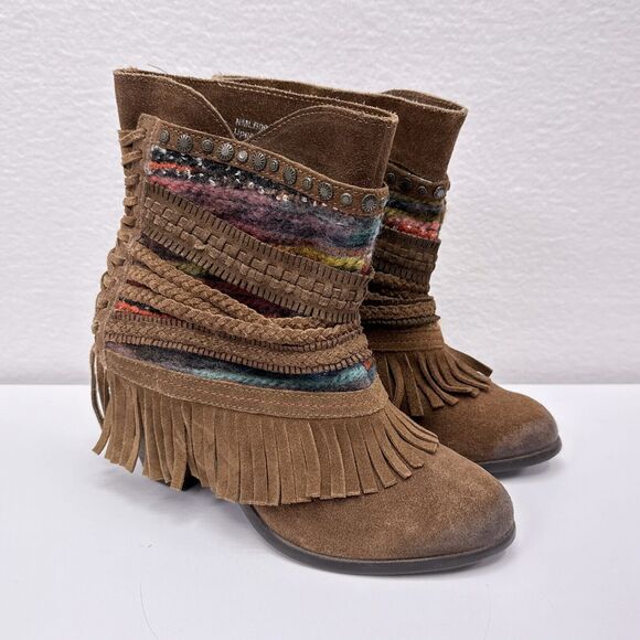 Naughty Monkey Talyhoe Ankle Boots Sz 6 Tan Leather Boho Festival Western Bootie - Picture 1 of 7
